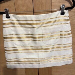 Women's J. Crew Cotton Blend Gold Stripe Lined Mini Skirt - Size 2